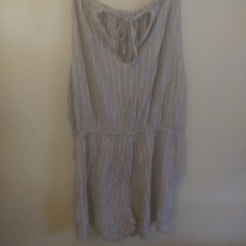 Old Navy Light Striped Jumpsuit - Gray and White